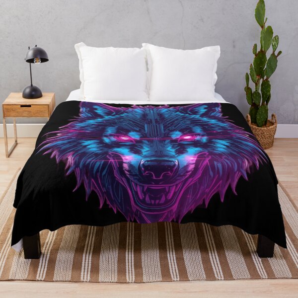Item preview, Electric Neon Wolf – Cyberpunk Circuit Wolf with Glowing Magenta Eyes designed and sold by Visualynx.