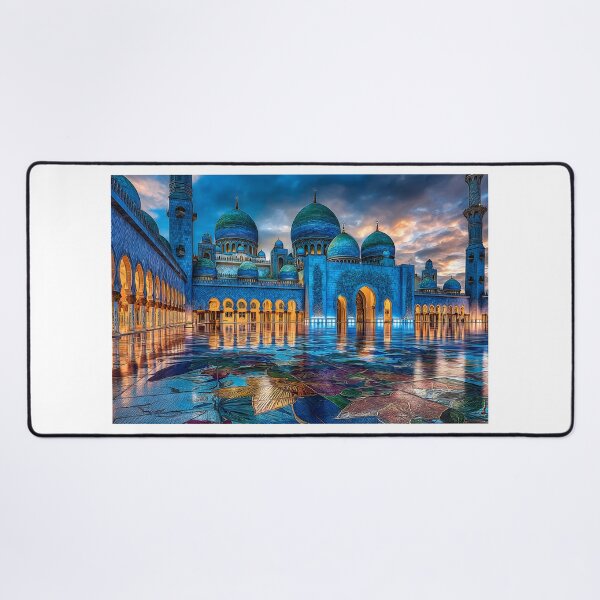 Item preview, Stunning Mosque with Blue Domes and Reflections designed and sold by Artessie.