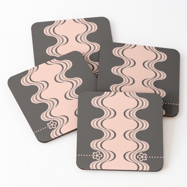Item preview, Gray Pink Retro Groovy Wavy Flower Pattern designed and sold by TackyTime.