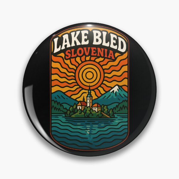 Item preview, Lake Bled Slovenia Retro Trippy Art designed and sold by TomFrontierArt.