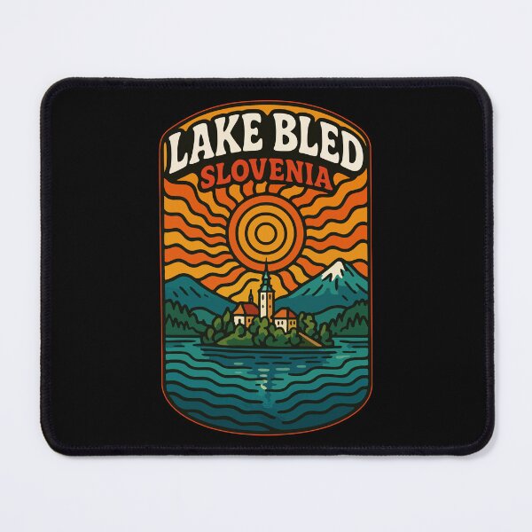 Item preview, Lake Bled Slovenia Retro Trippy Art designed and sold by TomFrontierArt.
