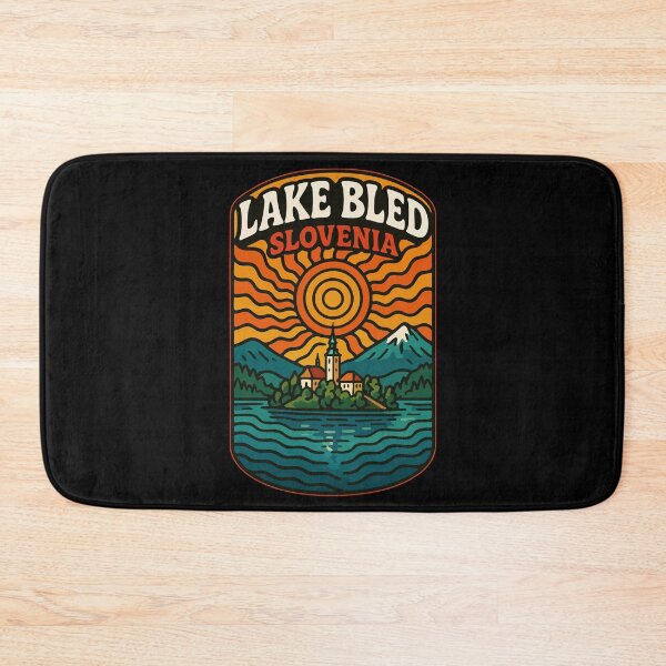 Item preview, Lake Bled Slovenia Retro Trippy Art designed and sold by TomFrontierArt.