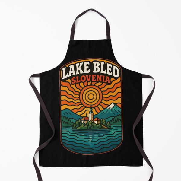 Item preview, Lake Bled Slovenia Retro Trippy Art designed and sold by TomFrontierArt.