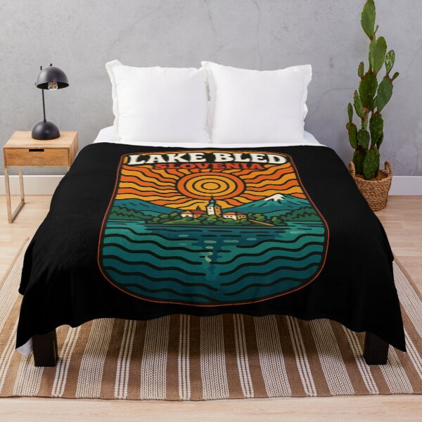 Item preview, Lake Bled Slovenia Retro Trippy Art designed and sold by TomFrontierArt.