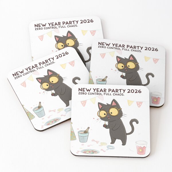 Item preview, New Year Party 2026 | Funny Black Cat Illustration designed and sold by VivoStudio.