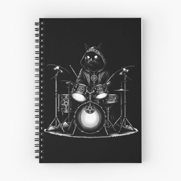Item preview, Gothic Satanic Black Cat Playing Drums Death 	 Music For designed and sold by JoannMinndy.