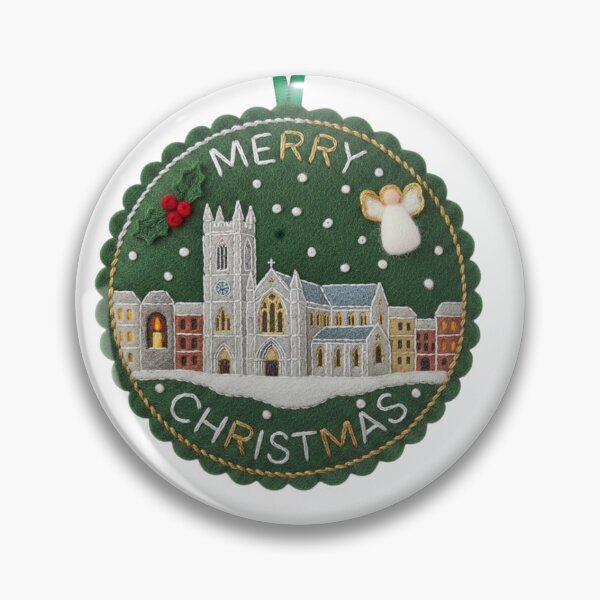 Item preview, Felt Munich Snowy Skyline Emblem – Frohe Weihnachten German Christmas Badge designed and sold by Imaginarium of Chaos falcon88 .