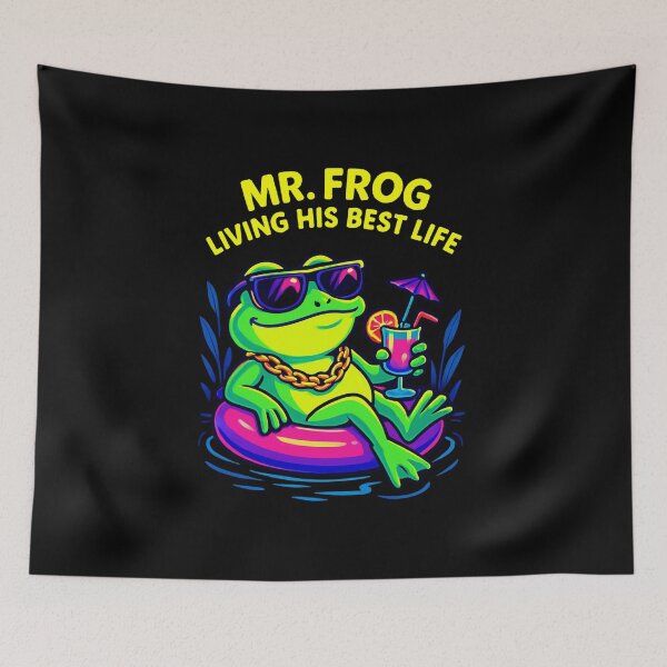 Item preview, Mr. Frog Living His Best Life Funny Summer T-Shirt designed and sold by harinshop ⭐⭐⭐⭐⭐.