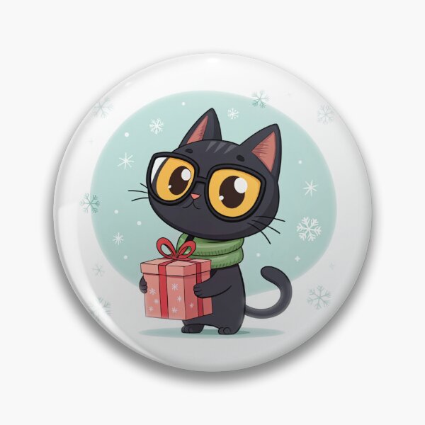 Item preview, Cute Christmas Cat with Gift | Adorable Black Cat Holiday Illustration designed and sold by VivoStudio.