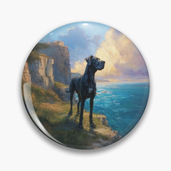 Item preview, A noble Great Dane standing proudly on a cliff overlooking the sea, Dogs in Motion designed and sold by CDC40.