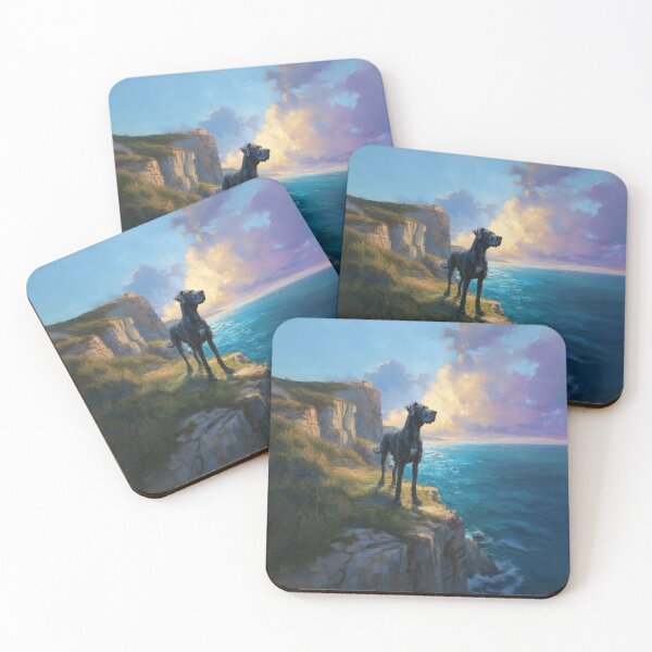 Item preview, A noble Great Dane standing proudly on a cliff overlooking the sea, Dogs in Motion designed and sold by CDC40.