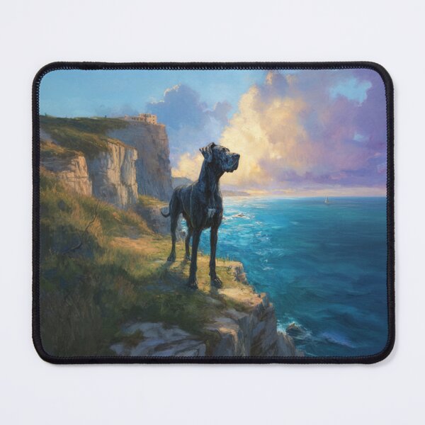 Item preview, A noble Great Dane standing proudly on a cliff overlooking the sea, Dogs in Motion designed and sold by CDC40.