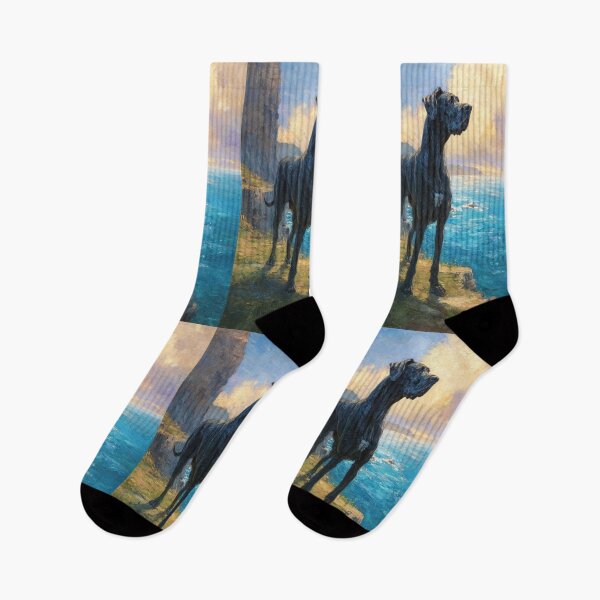 Item preview, A noble Great Dane standing proudly on a cliff overlooking the sea, Dogs in Motion designed and sold by CDC40.