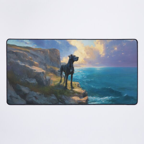 Item preview, A noble Great Dane standing proudly on a cliff overlooking the sea, Dogs in Motion designed and sold by CDC40.