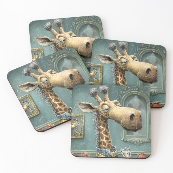 Item preview, Elegant Giraffe Holding a Glass in a Stylish Setting designed and sold by Artessie.