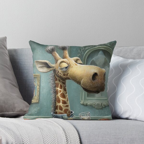 Item preview, Elegant Giraffe Holding a Glass in a Stylish Setting designed and sold by Artessie.