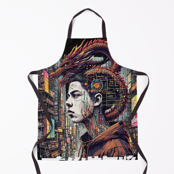 Item preview, Cyberpunk Youth with Ornate Red Dragon Overlay designed and sold by newvisionart191.