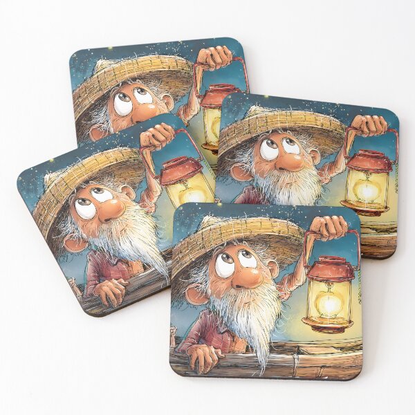 Item preview, Old Man with Lantern in a Starry Night Scene designed and sold by Artessie.