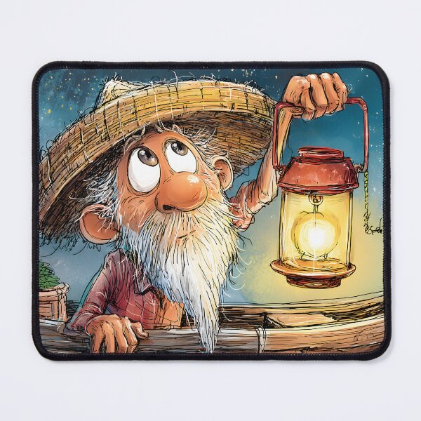Item preview, Old Man with Lantern in a Starry Night Scene designed and sold by Artessie.