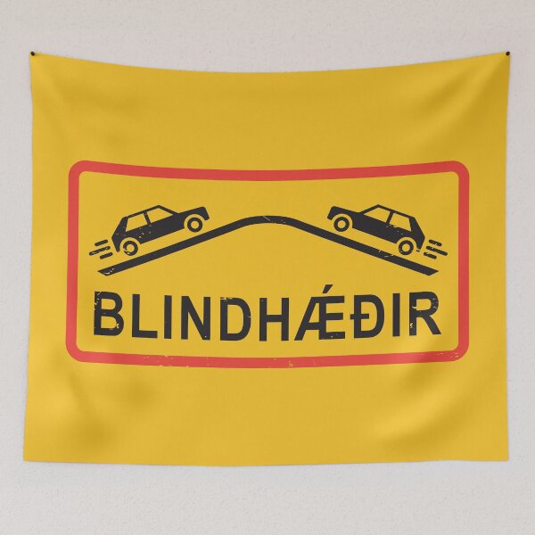 Item preview, Tourist Iceland Caution Sign - The "Blind Hill" sign, Iceland designed and sold by studio838.