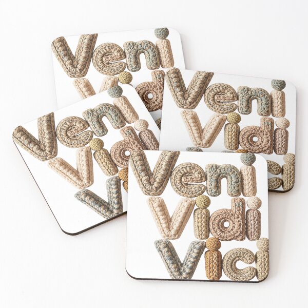 Item preview, Crocheted Veni Vidi Vici Latin Text Typography designed and sold by newvisionart191.