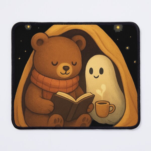 Item preview, Cozy Book Nights > Party Nights Shirt – Cute Bear Ghost Reading Tee designed and sold by KDesignCrafts.