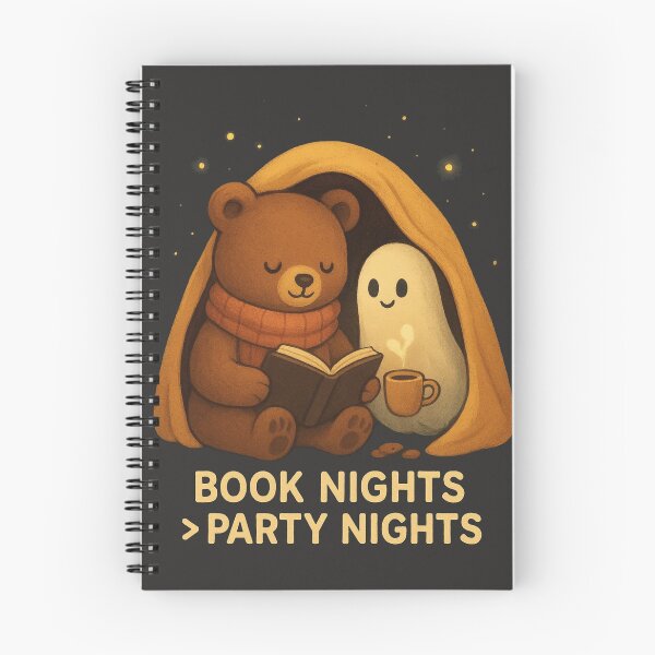 Item preview, Cozy Book Nights > Party Nights Shirt – Cute Bear Ghost Reading Tee designed and sold by KDesignCrafts.