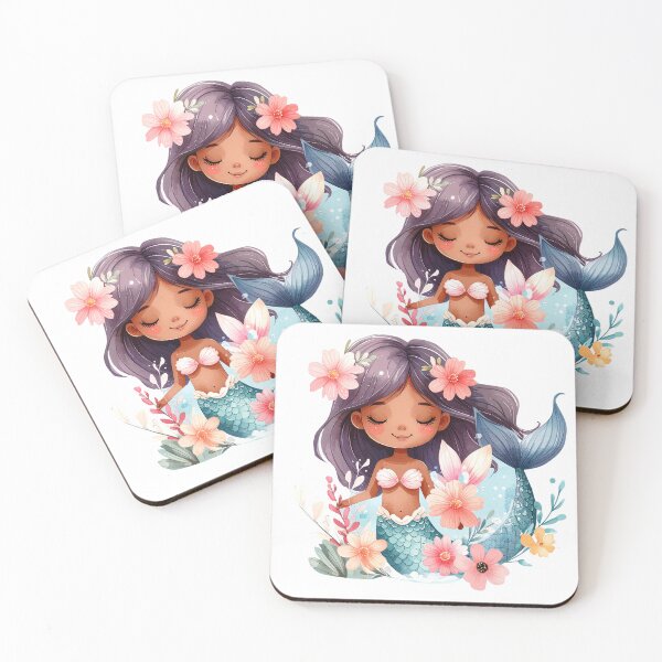 Item preview, Cute Dark-Skinned Mermaid Illustration designed and sold by Rutvain.