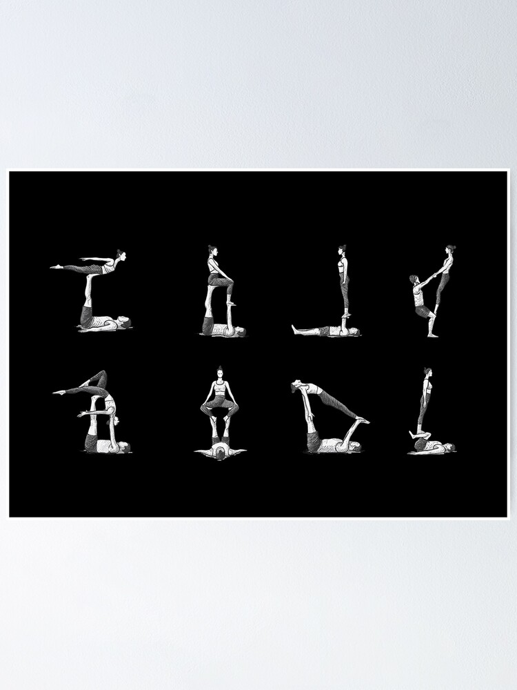 Thumbnail 1 of 3, Poster, Acro Yoga basic poses designed and sold by BubbleBreach.
