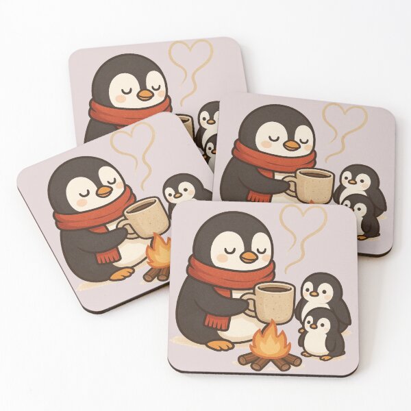 Item preview, Cute Penguin Family Hot Cocoa Campfire T-Shirt | Cozy Winter Tee Gift designed and sold by KDesignCrafts.
