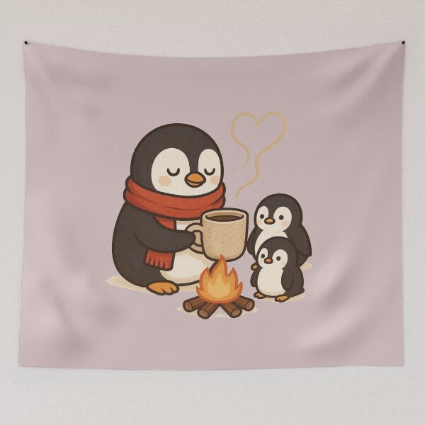 Item preview, Cute Penguin Family Hot Cocoa Campfire T-Shirt | Cozy Winter Tee Gift designed and sold by KDesignCrafts.