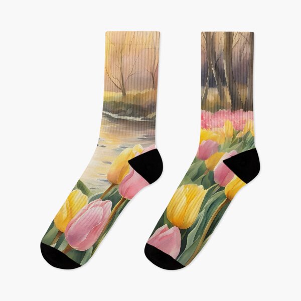 Item preview, Pink and Yellow Tulips by Creek designed and sold by CalmnessbyChoice.