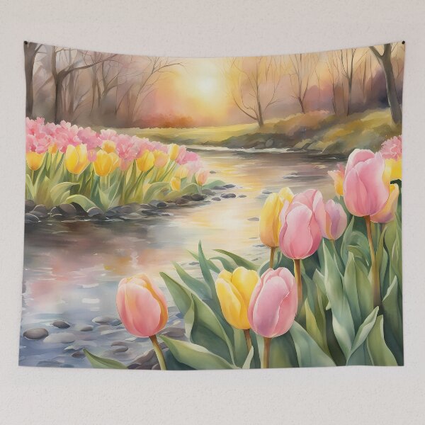 Item preview, Pink and Yellow Tulips by Creek designed and sold by CalmnessbyChoice.