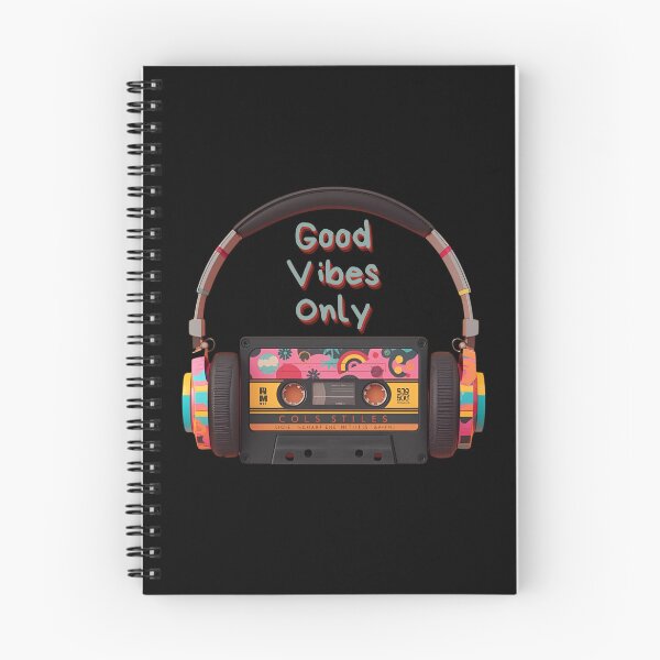Item preview, Good Vibes Only retro cassette with headphones in colorful 80s shapes 2 designed and sold by Neon G.