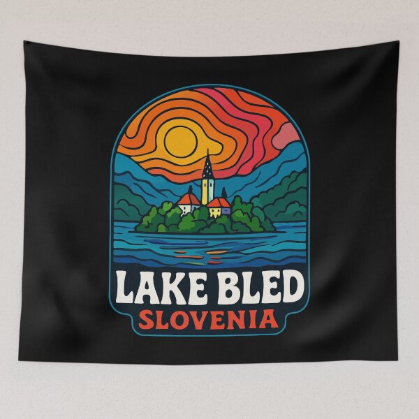Item preview, Lake Bled Slovenia Trippy Art Travel designed and sold by TomFrontierArt.