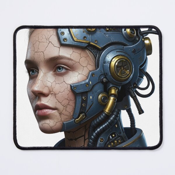 Item preview, Steampunk Cyborg Woman Portrait – Futuristic Sci-Fi Art Print | Cyberpunk Android Wall Decor | Mechanical Girl Illustration designed and sold by R-B-Colors.