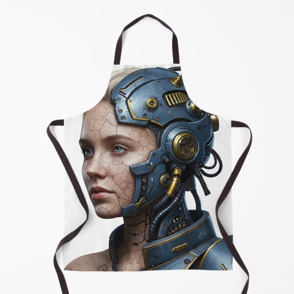 Item preview, Steampunk Cyborg Woman Portrait – Futuristic Sci-Fi Art Print | Cyberpunk Android Wall Decor | Mechanical Girl Illustration designed and sold by R-B-Colors.