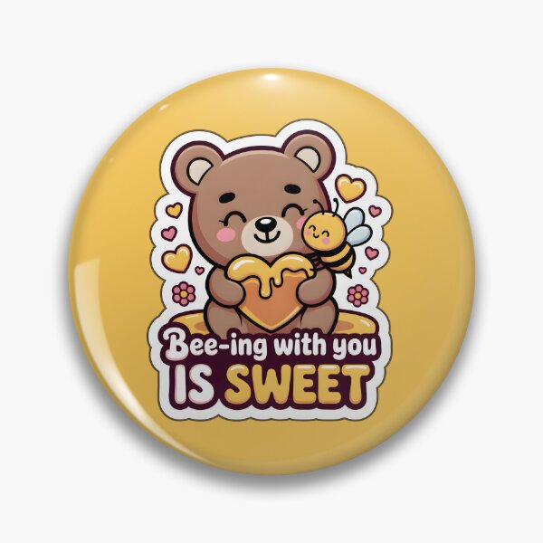 Item preview, Valentine Sticker Cute Bear and Bee Sweet Love  Bee-ing With You Is Sweet Kawaii Illustration designed and sold by Nuist25.
