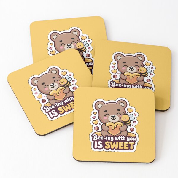 Item preview, Valentine Sticker Cute Bear and Bee Sweet Love  Bee-ing With You Is Sweet Kawaii Illustration designed and sold by Nuist25.