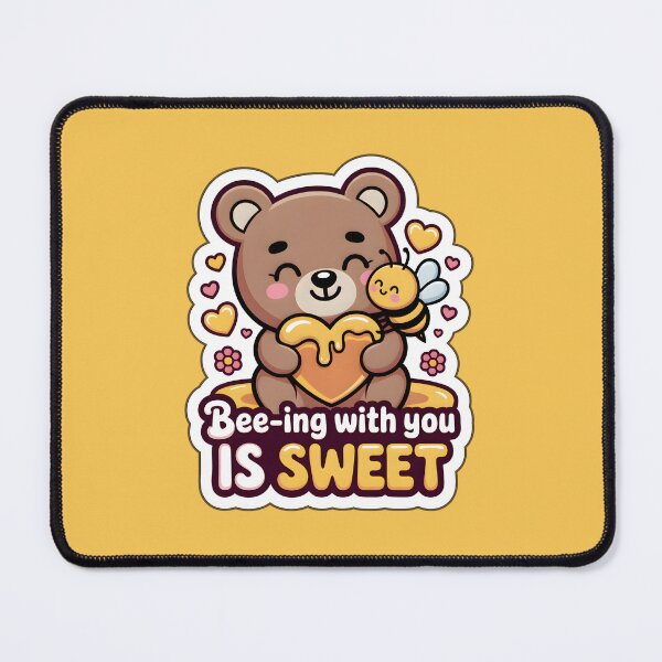 Item preview, Valentine Sticker Cute Bear and Bee Sweet Love Bee-ing With You Is Sweet Kawaii Illustration designed and sold by Nuist25.