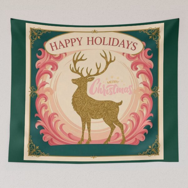 Item preview, Reindeer & Baroque Frame - Merry Christmas & Happy Holidays designed and sold by DesignsByPrnces.