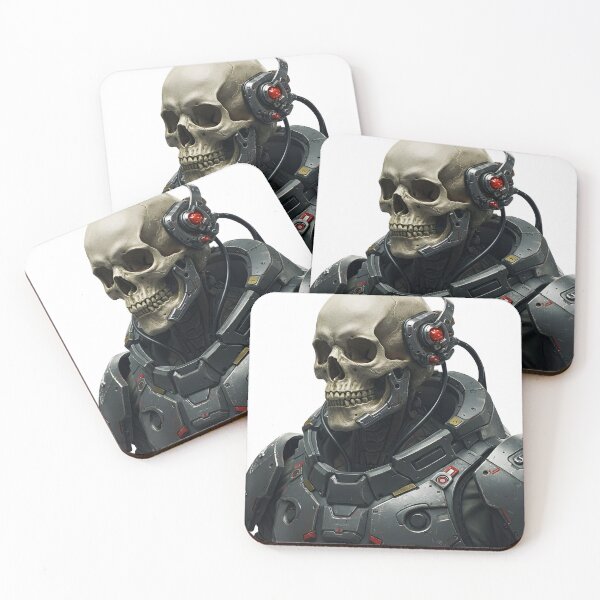 Item preview, Cyborg Skull Warrior – Dark Sci-Fi Mecha Art Print | Cyberpunk Skeleton Poster | Futuristic Armor Illustration designed and sold by R-B-Colors.