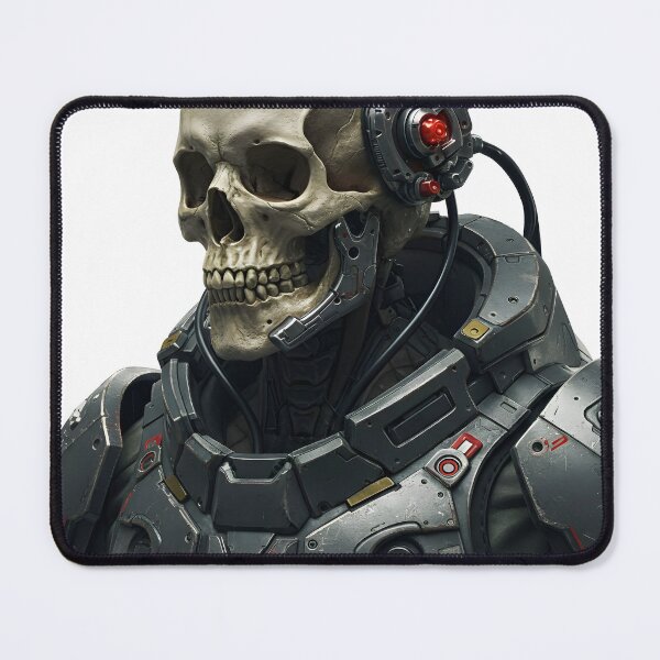 Item preview, Cyborg Skull Warrior – Dark Sci-Fi Mecha Art Print | Cyberpunk Skeleton Poster | Futuristic Armor Illustration designed and sold by R-B-Colors.
