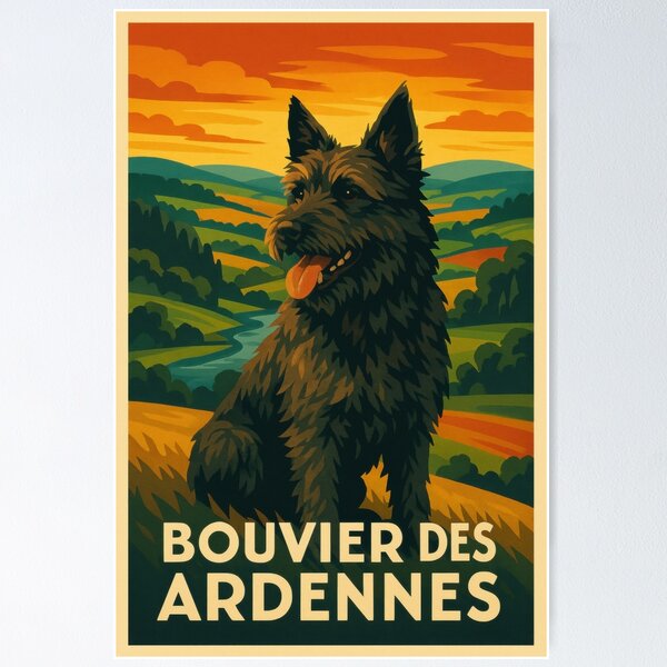 Item preview, Bouvier des Ardennes Sunset designed and sold by Flying Doggo.