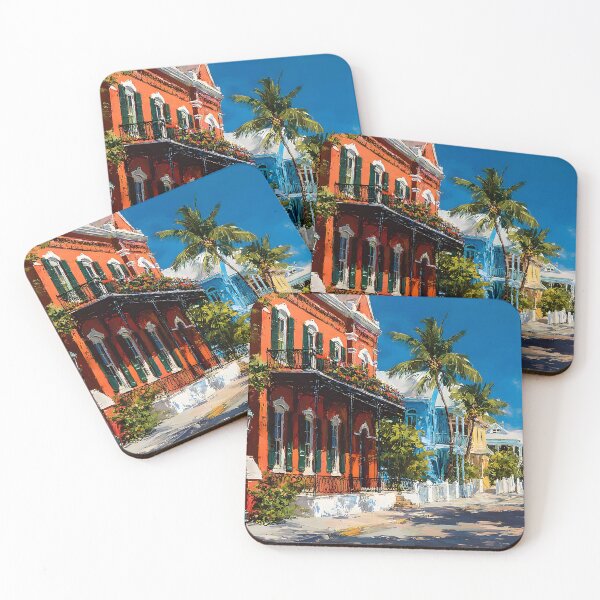 Item preview, Key West Tropical Street with Colorful Houses and Palm Trees designed and sold by daila70.