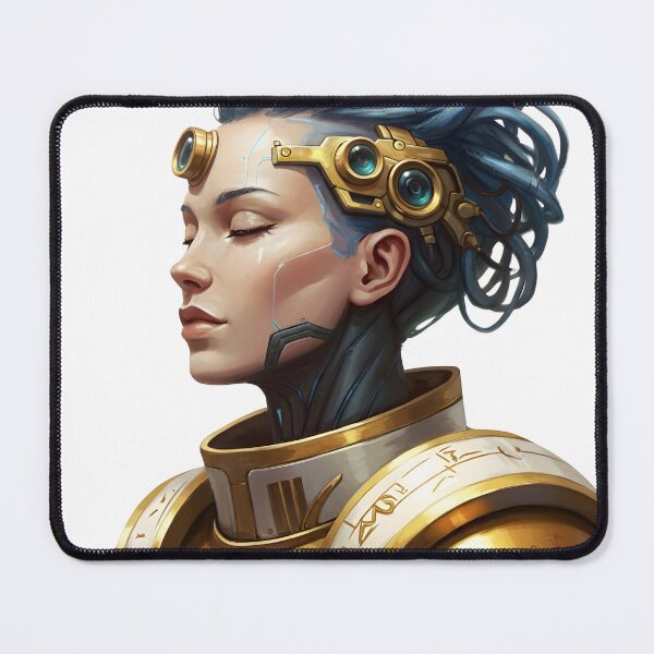 Item preview, Cyber Priestess Art Print – Futuristic Female Warrior Illustration | Sci-Fi Oracle Portrait | Golden Armor Cyberpunk Artwork designed and sold by R-B-Colors.