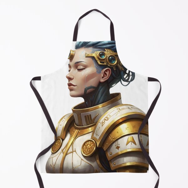 Item preview, Cyber Priestess Art Print – Futuristic Female Warrior Illustration | Sci-Fi Oracle Portrait | Golden Armor Cyberpunk Artwork designed and sold by R-B-Colors.