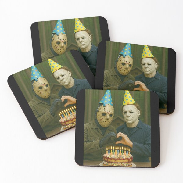 Item preview, Jason Voorhees and Michael Myers Heart Hands with party hats designed and sold by keytee.