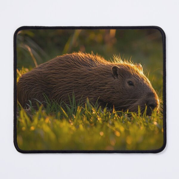 Item preview, A capybara relaxing in the morning sun on a lawn. designed and sold by NiceArtsPlace.
