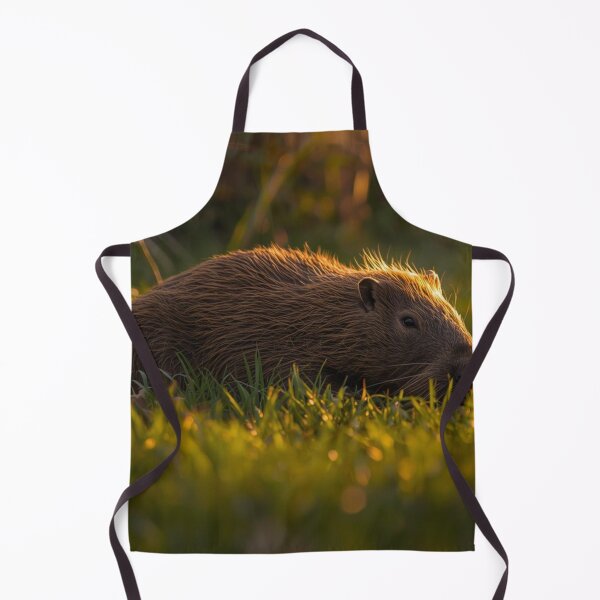 Item preview, A capybara relaxing in the morning sun on a lawn. designed and sold by NiceArtsPlace.